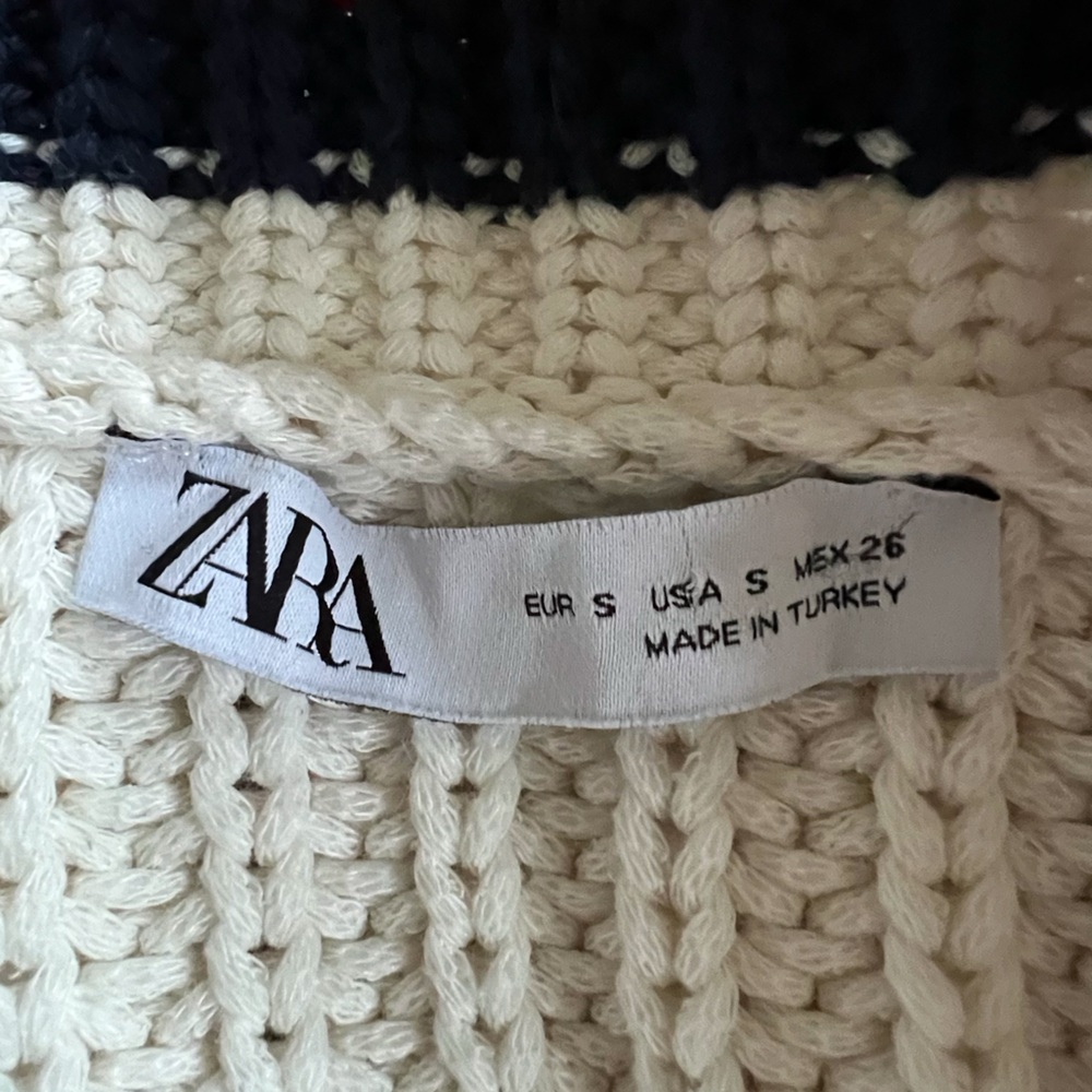 🔥 FINAL SALE $35 Zara Varsity Collegiate Chunky Loop Knit Cream Cardigan Sweater - Picture 10 of 15